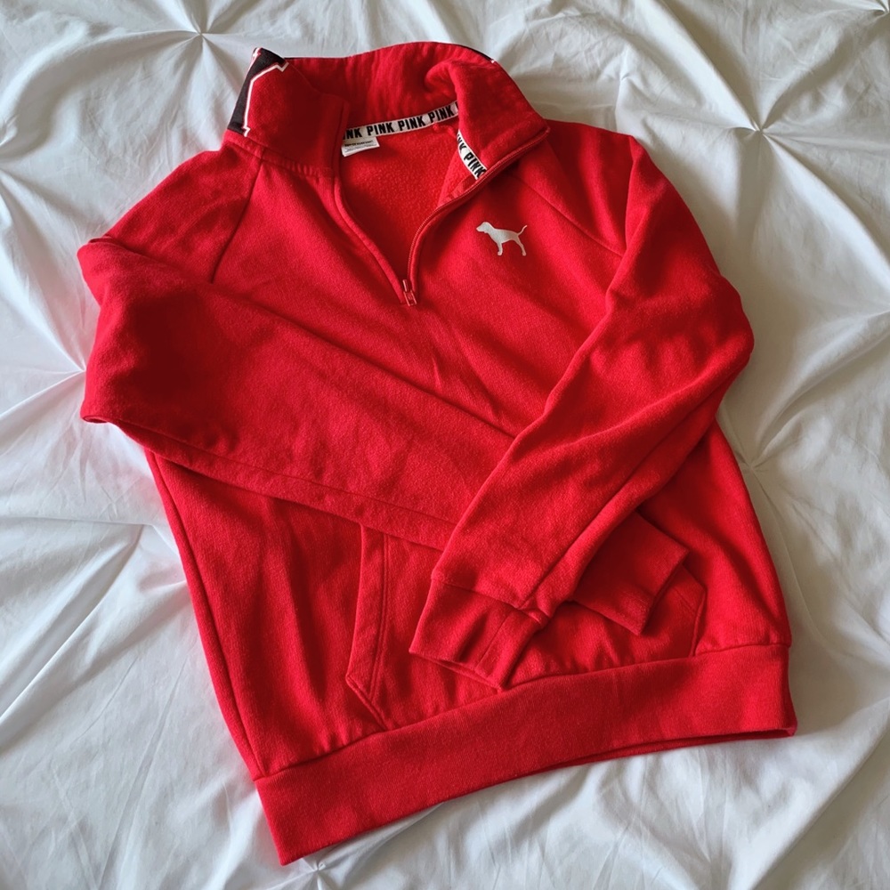 pink quarter zip